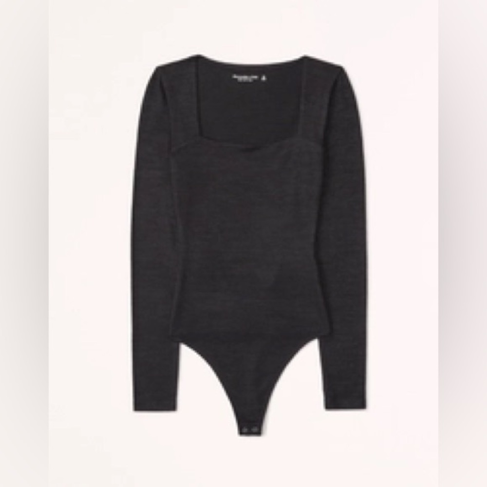 Abercrombie & Fitch Black Long Sleeve Square Neck Bodysuit